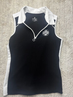 Jack Smith Sleeveless Zip Polo Top Black White Size S